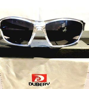 Unisex Polarized Sunglasses Clear Acrylic Finish 100%UV Wrap Black Lens 63mm